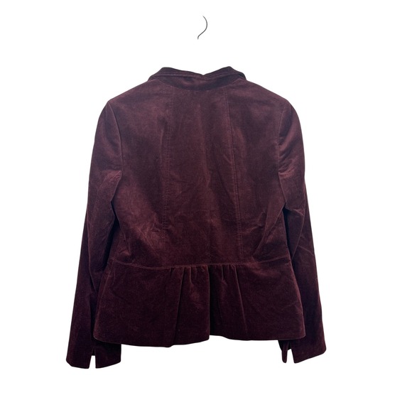 Talbots Women's 10 Burgundy Velvet Blazer Jacket Button Front Maroon Work Preppy - Picture 5 of 8